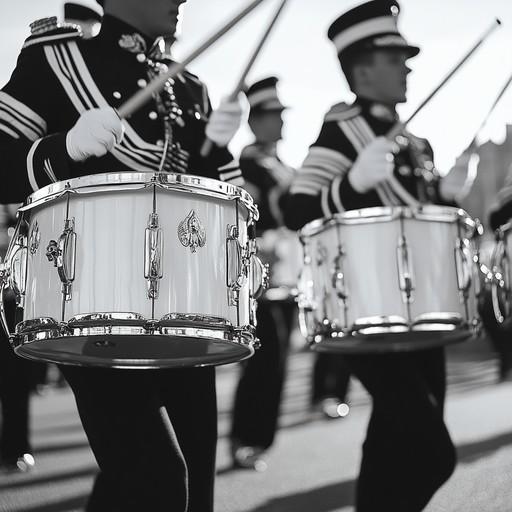 An intense and dramatic instrumental march that features snare drums and brass, imitating the precise and urgent movements of soldiers. The music heightens as the troops advance, portraying a vivid scene of military rigor and strategic readiness.