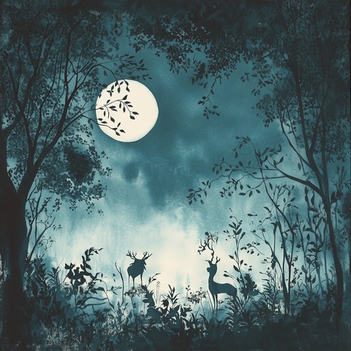 A captivating instrumental that immerses the listener in the tranquil yet mysterious atmosphere of a moonlit glade, combining gentle harp strings with ambient sounds to evoke a sense of peaceful wonder and hidden magic.