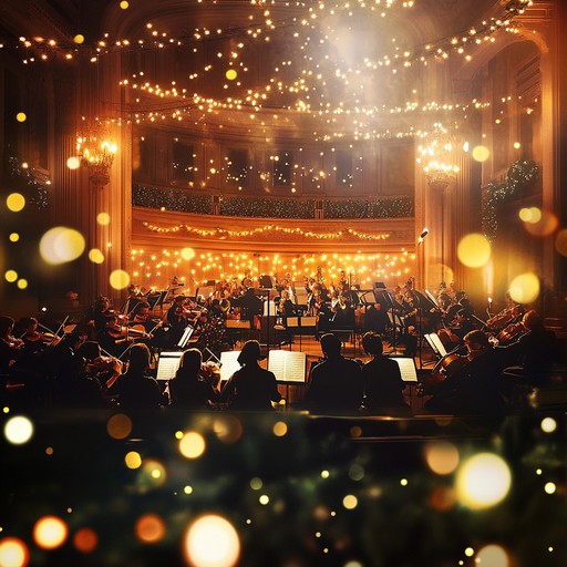 An orchestral composition featuring bright brass sections and resounding bells, capturing the essence of festive celebrations and the warmth of togetherness. The melody builds progressively, incorporating dynamic strings and joyful percussion, evoking images of festive gatherings, dancing lights, and heartfelt joy during the holiday season.