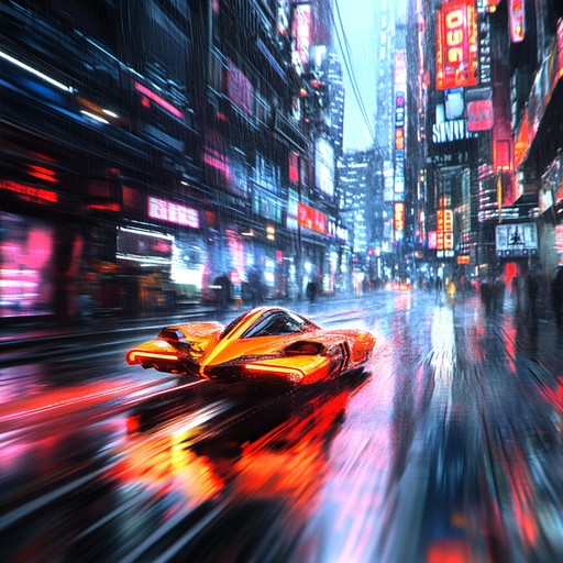 Imagine speeding through a digital neon landscape, where the retro charms of the 80s fuse seamlessly with the high tech edge of modernity. This composition serves as an anthem for nocturnal adventurers of the digital age, creating a blend of old and new that captivates and energizes.