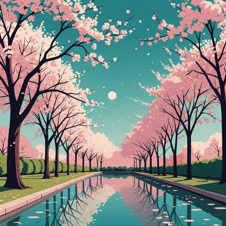 Set in a serene japanese garden during sakura season, this composition captures the fleeting beauty of cherry blossoms paired with a tender, blooming romance. The mellow and heartfelt tones of a koto create a deeply sentimental atmosphere, evoking feelings of young love and the poignant passage of time.