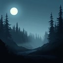 suspenseful orchestral piece, echoes throughout eerie, shadowed woods