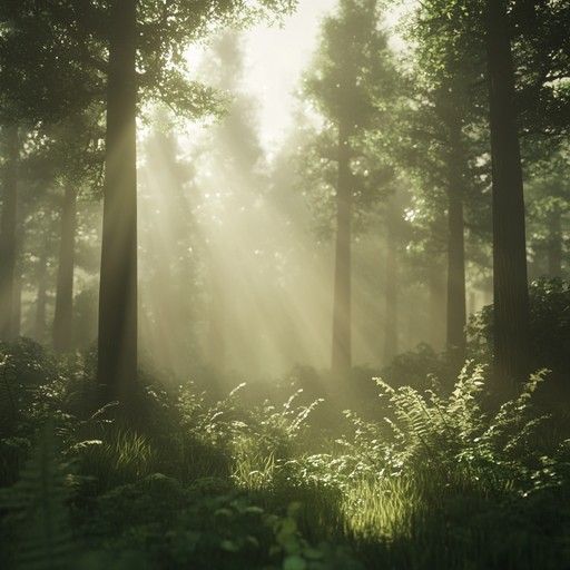 A peaceful instrumental piece that combines soothing forest sounds with ambient melodies, transporting listeners to a calm, ancient woodland filled with gentle whispers and the rustling of leaves.