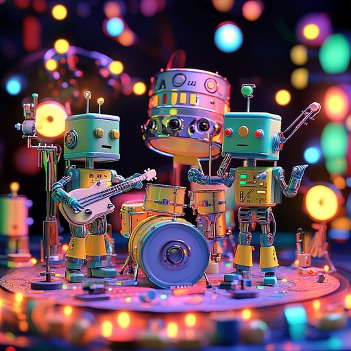 A vibrant instrumental track blending funky rhythms with whimsical toy instrument sounds, creating an upbeat and playful atmosphere reminiscent of childhood games and electronic grooves.