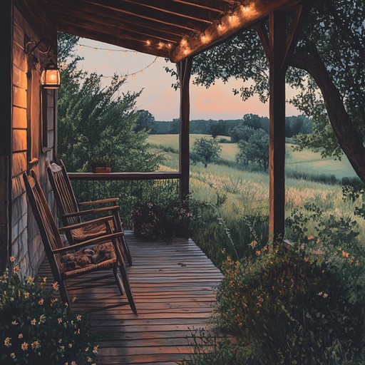 Imagine sitting on a quiet porch, the sky painted in hues of orange and purple, while soft, melodious guitar tunes play, encouraging a moment of mindfulness and calm as the day ends.