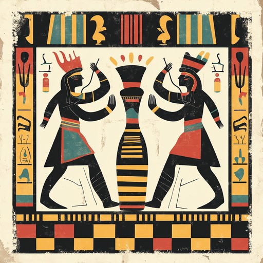 A unique drum and bass track blending playful tunes with ancient egyptian motifs, creating an energetic and mystical atmosphere