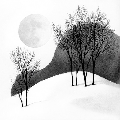 This composition channels the quiet and enigmatic moods of a snow covered landscape under moonlight. With subtle undulations and a calming progression, the music draws listeners into a peaceful, wintry night where each snowflake tells a story. The atmosphere evokes a mix of solitude and introspection, creating an intimate soundscape that invites the listener to a reflective journey through a serene, frosted environment.