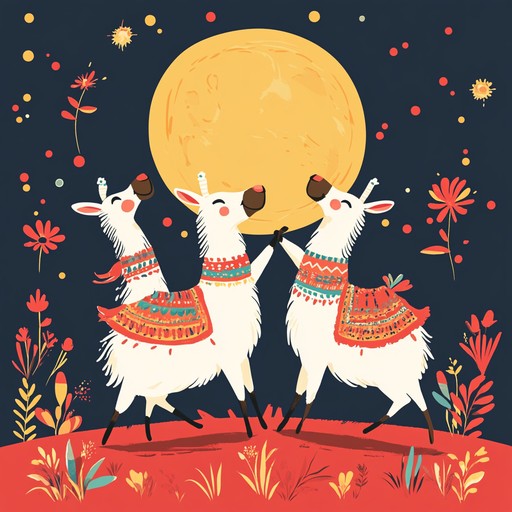 An upbeat instrumental cumbia that captures the playful spirit of laughing llamas dancing under the moonlight, blending traditional colombian rhythms with whimsical melodies that evoke joy and enchantment.