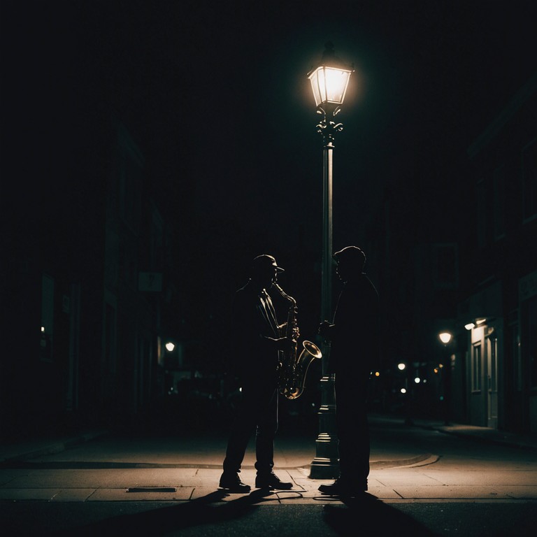 In this track, the smooth, haunting saxophone melodies weave through a tapestry of subtle jazz rhythms and hushed ambient textures, creating an atmosphere of intrigue and mystery. The piece evolves slowly, drawing the listener into a world of shadowy corners and ethereal moonlight, perfect for introspective evenings or as a backdrop to a mysterious narrative.