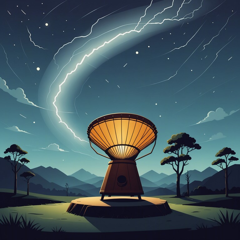 This composition channels the paradoxical energy of a stormy night, where the fear of thunder is met with the thrill of flashing lights. It paints a vivid picture of emotion through its intense beats and the haunting echo of the talking drum.