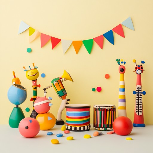 A playful and vibrant track combining toy instruments to evoke the atmosphere of a lively carnival parade, brimming with joy and excitement, making listeners feel like they're part of a whimsical festivity