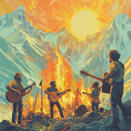 A thrilling instrumental journey capturing the spirit of a sunlit mountain wildfire dance. Encompassing harmonicas, fiddles, and rhythmic guitars, it fluctuates between rapid, heart pounding sections and gentler, soaring interludes. Feel the exhilarating energy of folk rock infused with an untamed nature's spirit.