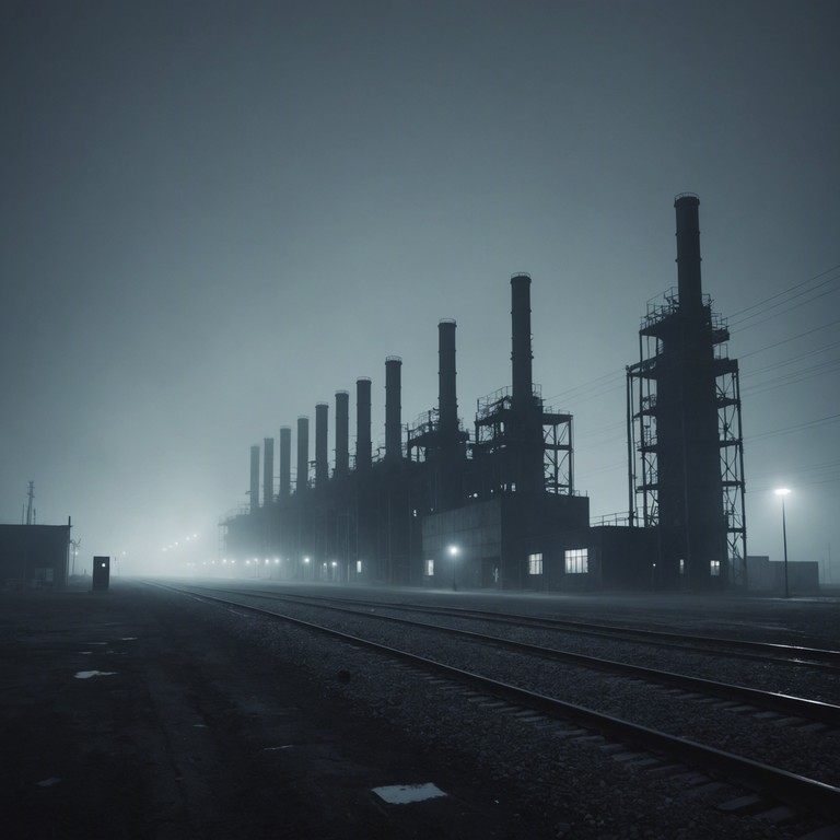 This track features haunting, whispered melodies that play over a backdrop of heavy, distorted guitar riffs and deep, resonant bass lines. It evokes an atmosphere akin to wandering through a derelict industrial wasteland at midnight, where the whispers of the past linger in the air, summoning both curiosity and dread.