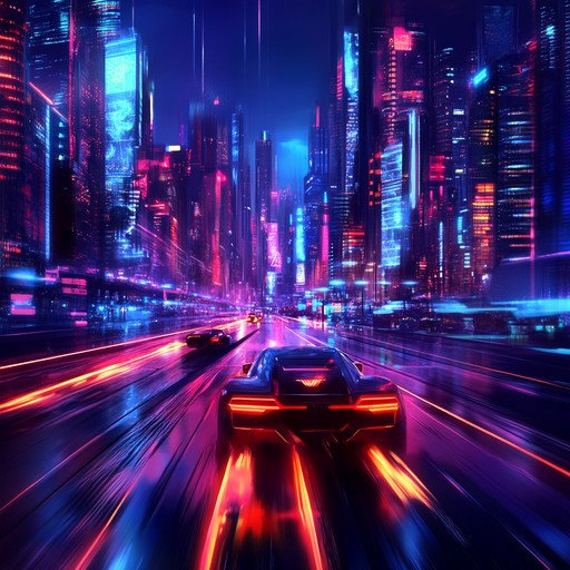 Experience a thrilling night time chase through a neon lit metropolis, combining pulsating basslines, shimmering synths, and dynamic percussions. Perfect for evoking the excitement and rush of outrunning through a cyberpunk cityscape.