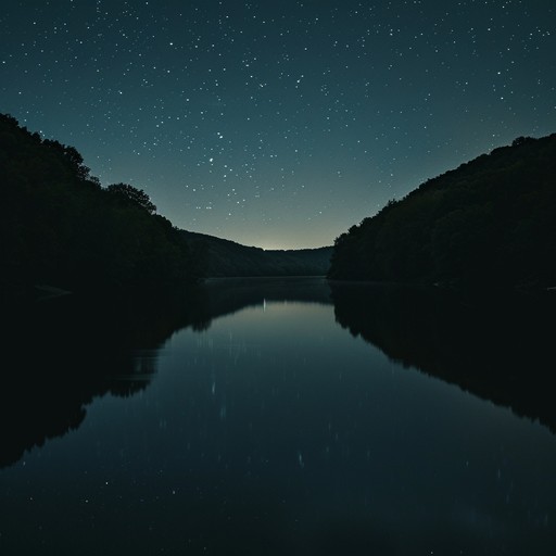 Evoking a quiet and reflective mood, this piece imagines a celestial river flowing through starlit skies, with soft synth melodies that glide over tranquil downtempo beats, embodying peaceful solitude and cosmic wonder.