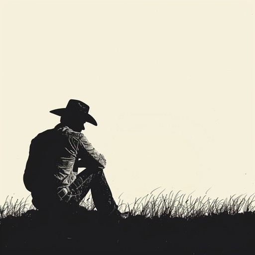 The gentle strumming of an acoustic guitar echoes through the vast, empty plains as the sun sets on the horizon. The mournful melody of a harmonica joins in, its haunting notes carried by the wind. The rhythm of a single tambourine keeps a steady, somber beat, like the footsteps of a weary traveler. This instrumental piece evokes the profound loneliness and introspection of a cowboy's life on the trail.