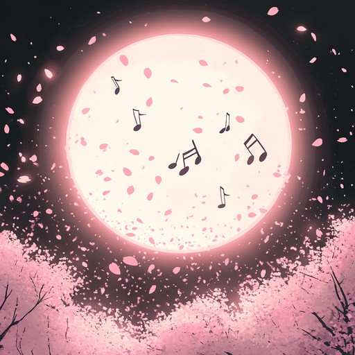 A vibrant, festive instrumental piece blending traditional japanese sounds with modern anime influences, celebrating the lively atmosphere of a moonlit cherry blossom festival.