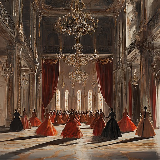 This instrumental piece transports listeners to a renaissance royal ballroom. Elegant harpsichord melodies blend with lush strings, creating a majestic, regal atmosphere enhanced by grand dynamics and intricate harmonies.