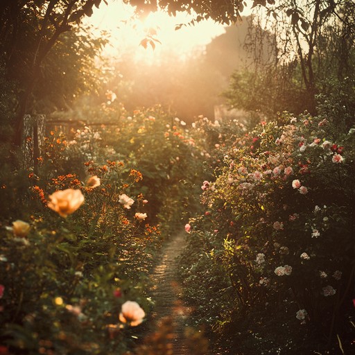 Picture a sunlit afternoon in a vintage garden, where a trio of strings and piano create a gentle, soothing waltz. The melodies gently sway and intertwine, evoking images of blooming flowers and antiquated charm. This composition provides an atmosphere of peace and nostalgia, perfect for relaxation.