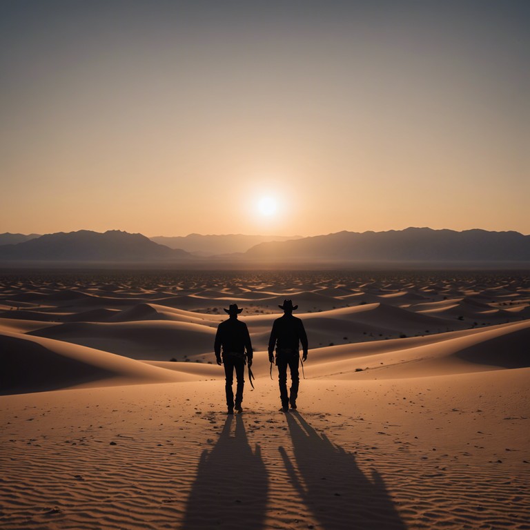 A sorrowful tale unfolds in the heart of the desert as a lone cowboy reminisces about lost love, with each strum reflecting his broken heart and the vast, starlit sky above.