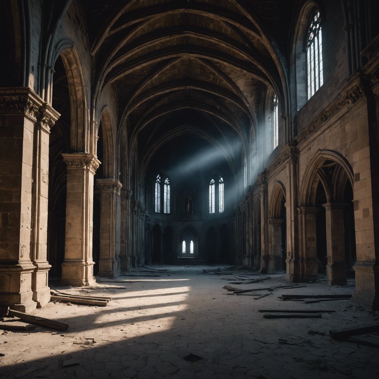 A similar composition that delves even deeper into ghostly realms, with intricate harpsichord melodies enveloped in a thick fog of ambient noise, creating an immersive listening experience akin to wandering through an abandoned cathedral shrouded in mist.