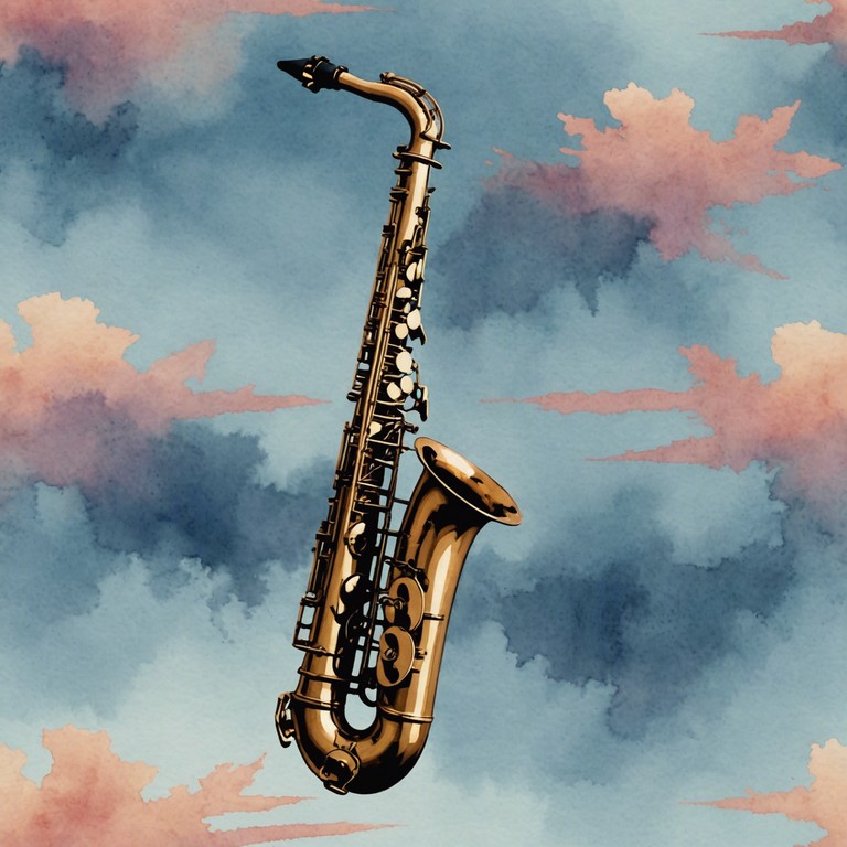 As the sun sets, this tender jazz track embodies the tranquil hues of an evening sky, using soft saxophone melodies to evoke a sense of peace and reflection. The composition gradually builds a soothing soundscape, perfect for unwinding after a long day, promoting introspection and a gentle closing of daytime activities.