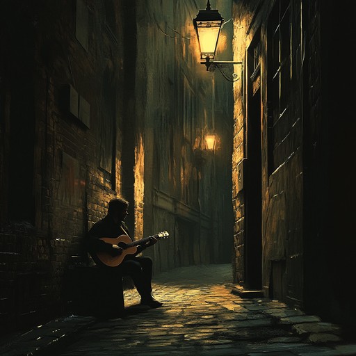 An introspective blues rock piece featuring moody guitar melodies that evoke wandering under dim city lights at night, capturing feelings of isolation and reflection