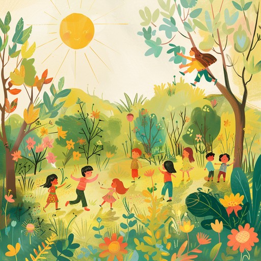 A lively and cheerful melody designed to accompany kids as they play and explore the wonders of a garden, bursting with the sounds of nature and joyful energy