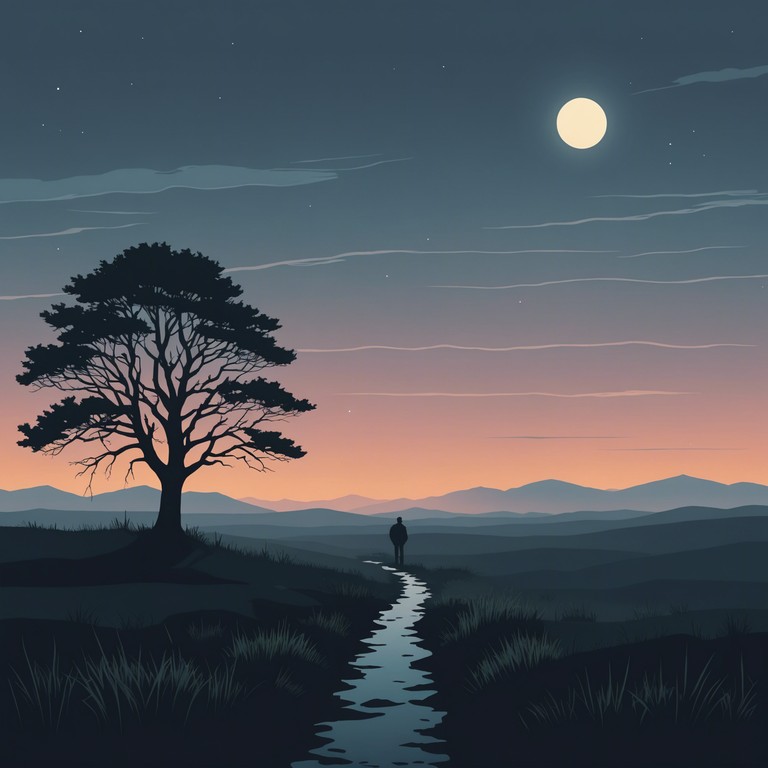 This piece features a haunting blend of traditional scottish highland melodies fused with edgy, modern elements, creating an atmospheric and intense experience. The sounds of an acoustic guitar carry the melody, supported by deep, resonant undertones that suggest a brooding, somewhat ominous mood, telling a tale of ancient landscapes and forgotten tales reenvoked in a contemporary light.