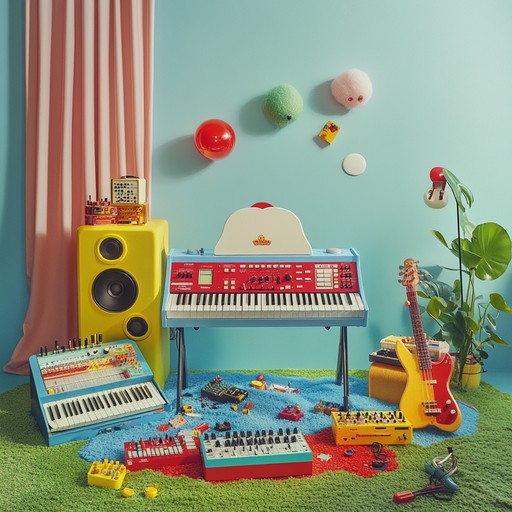 Explore an audio landscape of nostalgic toy sounds paired with introspective electronic effects. The synthesizer driven melodies offer a whimsical yet reflective journey, inviting listeners to reminisce and dream.