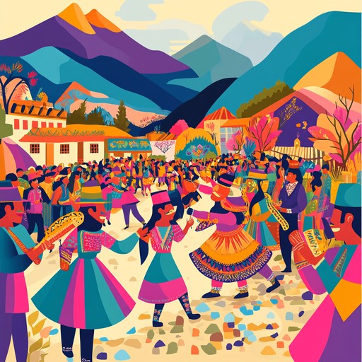 An uplifting instrumental piece featuring energetic charango strumming and vibrant pan flute melodies, capturing the spirit of the andes mountains and traditional festivals.