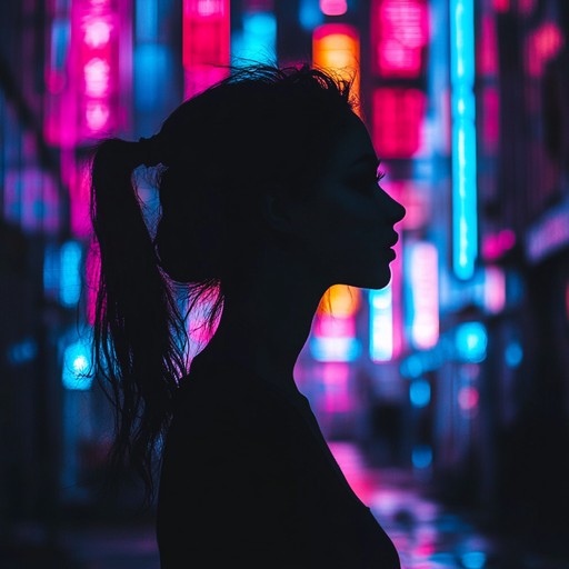 An alluring instrumental j pop song that captures the essence of neon lit city nights, blending smooth synth melodies with rhythmic beats to create a sensual and mysterious atmosphere.