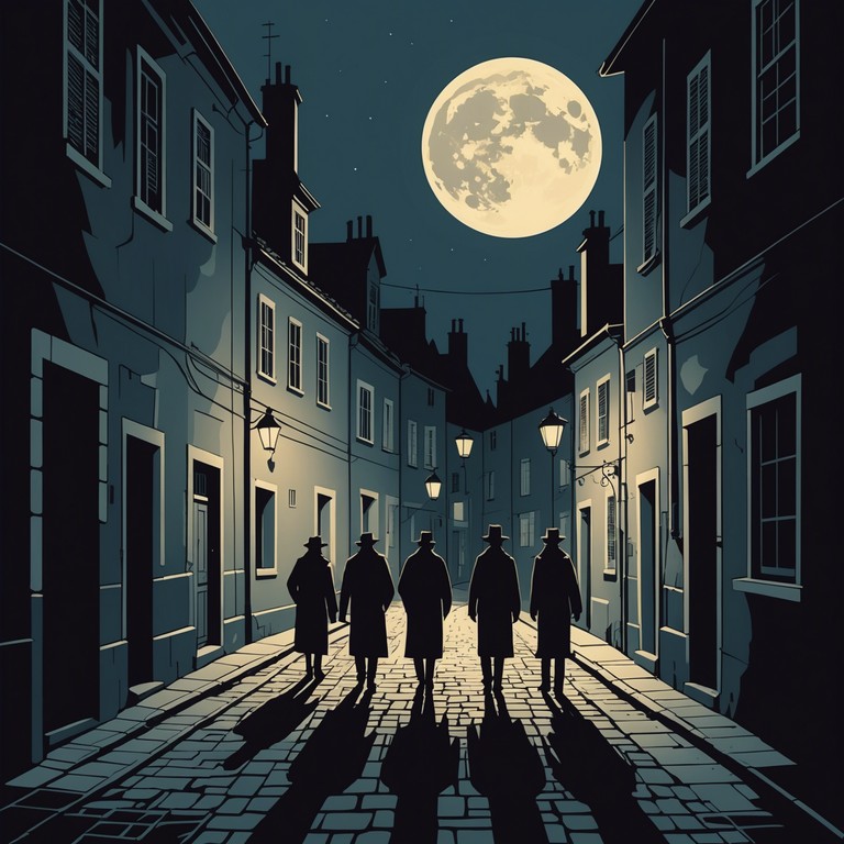 As night deepens, the rhythms of traditional latin jazz blend with the mysterious, almost spectral silhouettes engaged in a dance that speaks of age old secrets and contemporary mysteries. The music ebbs and flows like the phases of the moon, casting a spell of intrigue and seduction on its listeners.