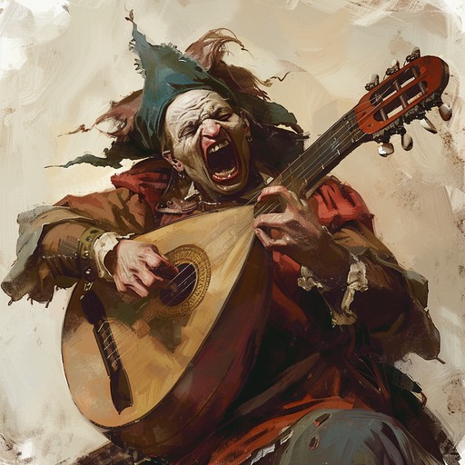 A fierce troubadour piece with aggressive lute strums, capturing the raw emotions of medieval conflict and unrest, blending historical authenticity with modern intensity.