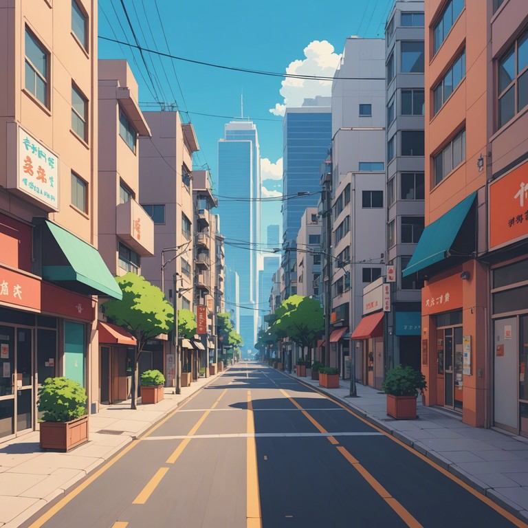 An instrumental track that mirrors the bustling energy of a neon lit cityscape, blending vibrant rhythms with whimsical and joyful guitar chords. Ideal for animations and lively urban themed anime segments, bringing out a sense of excitement and joy.