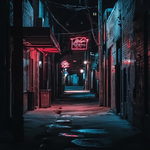 An instrumental track that combines unsettling synthesizer melodies with driving basslines and sharp electronic drums, evoking a sense of unease in an urban nightscape.