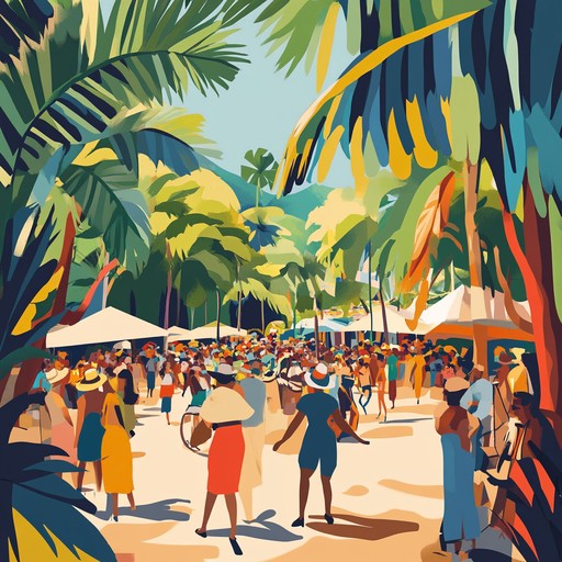 Experience an energetic samba infused with sunlit tropical melodies, perfect for joyful celebrations and carefree dancing on a vibrant summer day.