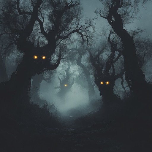 An instrumental capriccio featuring haunting melodies that evoke an eerie woodland atmosphere. The main instrument is a violin, utilizing dissonant tones and unpredictable rhythms to create a sense of unease and mystery. This piece would be perfect for a chilling, otherworldly, and slightly whimsical soundscape, ideal for dark fairy tales or eerie forest scenes.