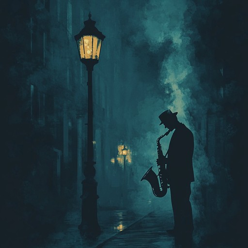 An instrumental track featuring a soulful saxophone expressing unspoken emotions, set against subtle piano and evocative ambient textures, encapsulating the mysterious allure of the city at night.