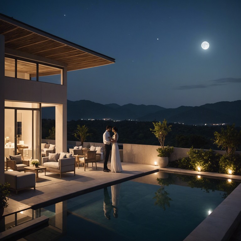 Imagine a moonlit terrace, where sophisticated rhythms tickle the night air, encouraging subtle movements and elegant dance steps. The song captures the essence of a high class social gathering, with gentle, pulsating beats creating a backdrop for whispered conversations and soft laughter. A perfect melody for evenings filled with mystique and charm
