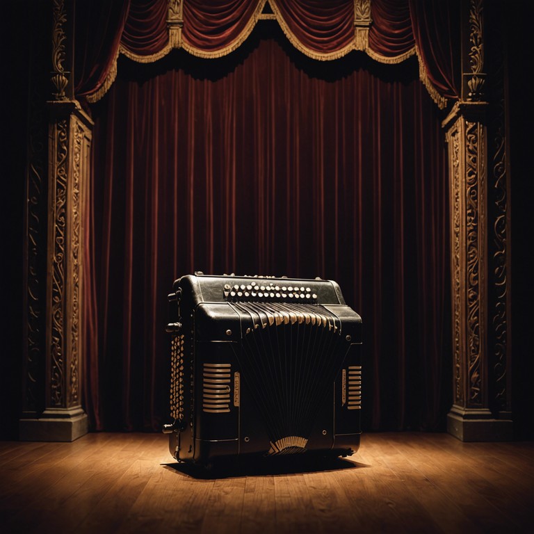 A seductive, mysterious composition that carries the essence of a nightly cabaret enchanted by twilight. Blending shadows and light, the melody spins into the realm of forbidden dances and whispered promises, carried effortlessly by the gentle yet dramatic tones of a solo accordion.