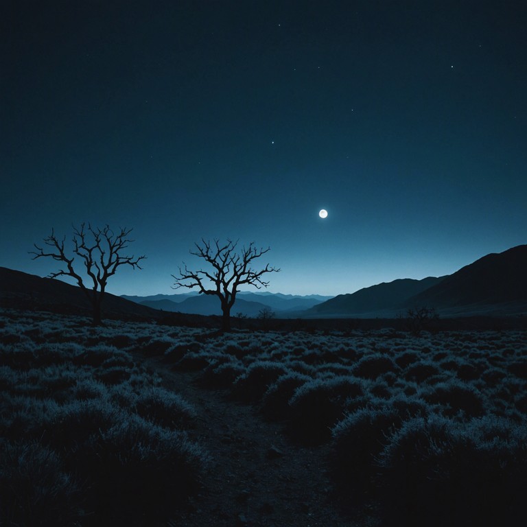 This track aims to take the listener on a sonorous journey through the eerie beauty of a starless night, where each note and pulse of the synthesizer enhances the feeling of solitude while celebrating the enigmatic allure of the night. It would embody an exploration of dark emotions, tinged with the beauty found in the mystique of nighttime.