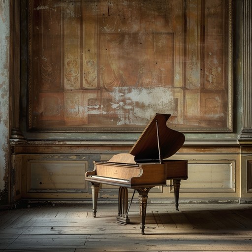 A softly sorrowful piece that captures the essence of solitary reflection in an ancient setting, bringing forth images of deserted antique rooms filled with memories.