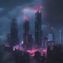 intense beats charge through dystopian neon lit streets