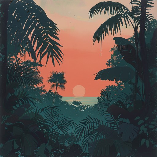 Transport listeners to a twilight jungle with sultry bossa nova rhythms, blending gentle guitar plucks and vibrant percussions, capturing the essence of an exotic tropical escape.