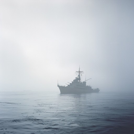 An evocative instrumental ballad depicting a russian navy ship sailing through winter seas. The music swells with the poignant memories of distant shores and beloved ones left behind. The haunting melody drives an emotional yearning, wrapped in the cold mist of the ocean and the fervor of a sailor's heart.