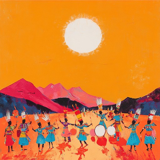 A pulse pounding tribal anthem that captures the essence of a sun soaked desert dance, blending traditional african drums with modern electronic elements to create a driving, hypnotic rhythm. The track builds in intensity, intertwining chants, shakers, and deep bass to transport listeners to an upbeat tribal celebration under the blazing sun.