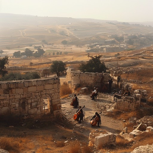 A symphonic klezmer piece that brings together the vibrant energy of traditional jewish klezmer with the sweeping grandeur of epic orchestration. The lead violin dances through heroic themes, supported by a dynamic brass section and lively percussion, creating a soundscape that is both celebratory and majestic.