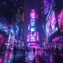 enigmatic cyberpunk instrumental exploring neon lit city's digital shadows.