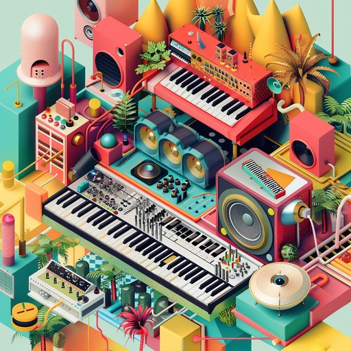 A lively and joyful edm track featuring quirky electronic beats and colorful synths. This composition evokes a sense of celebration and fun, transporting the listener into a vibrant digital daydream. Ideal for playful and imaginative settings.